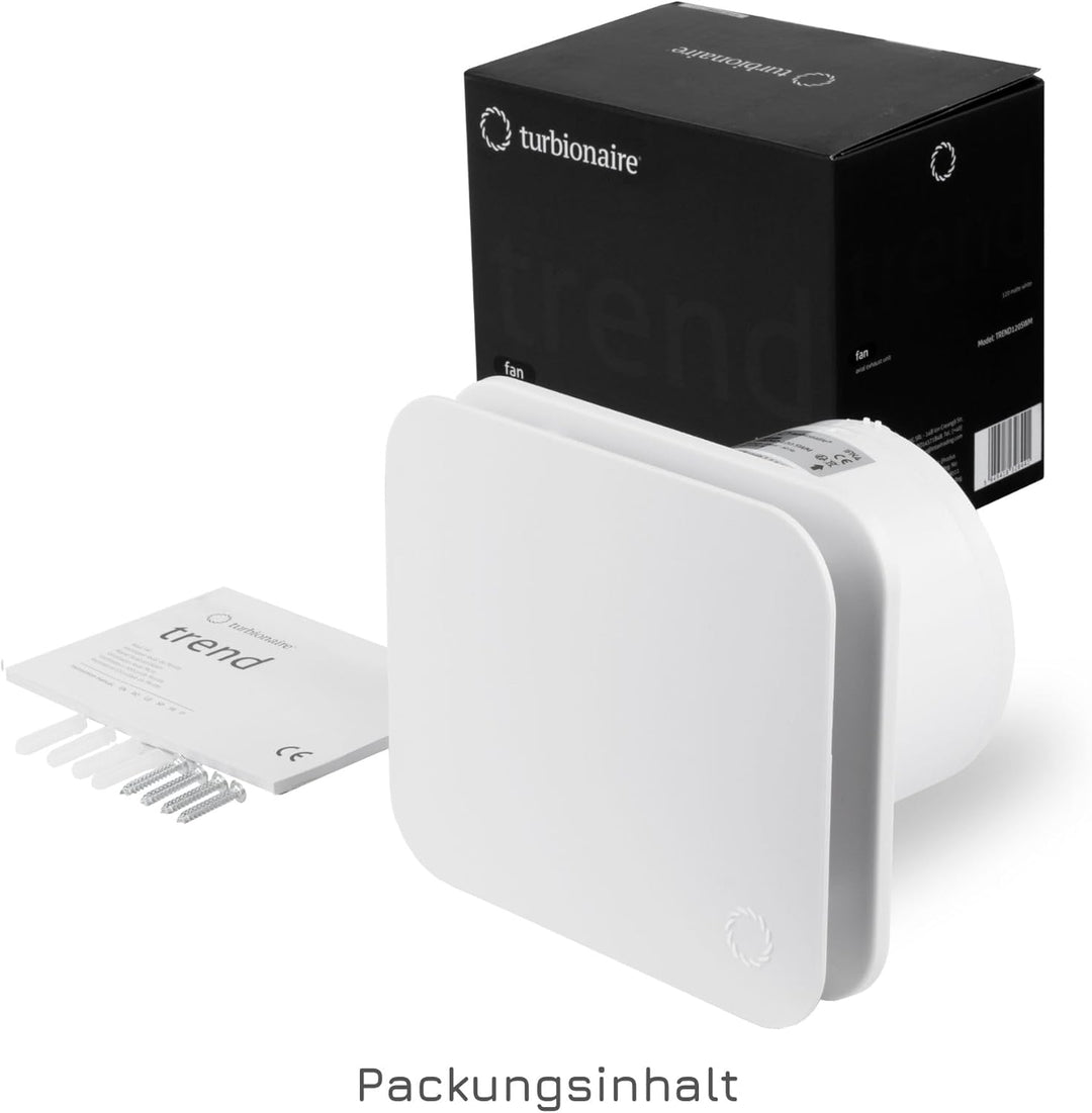 Turbionaire Abluftventilator TREND 120 SWM, für Badezimmer, Küche, Wand/Decke, mattweisse Frontplatt