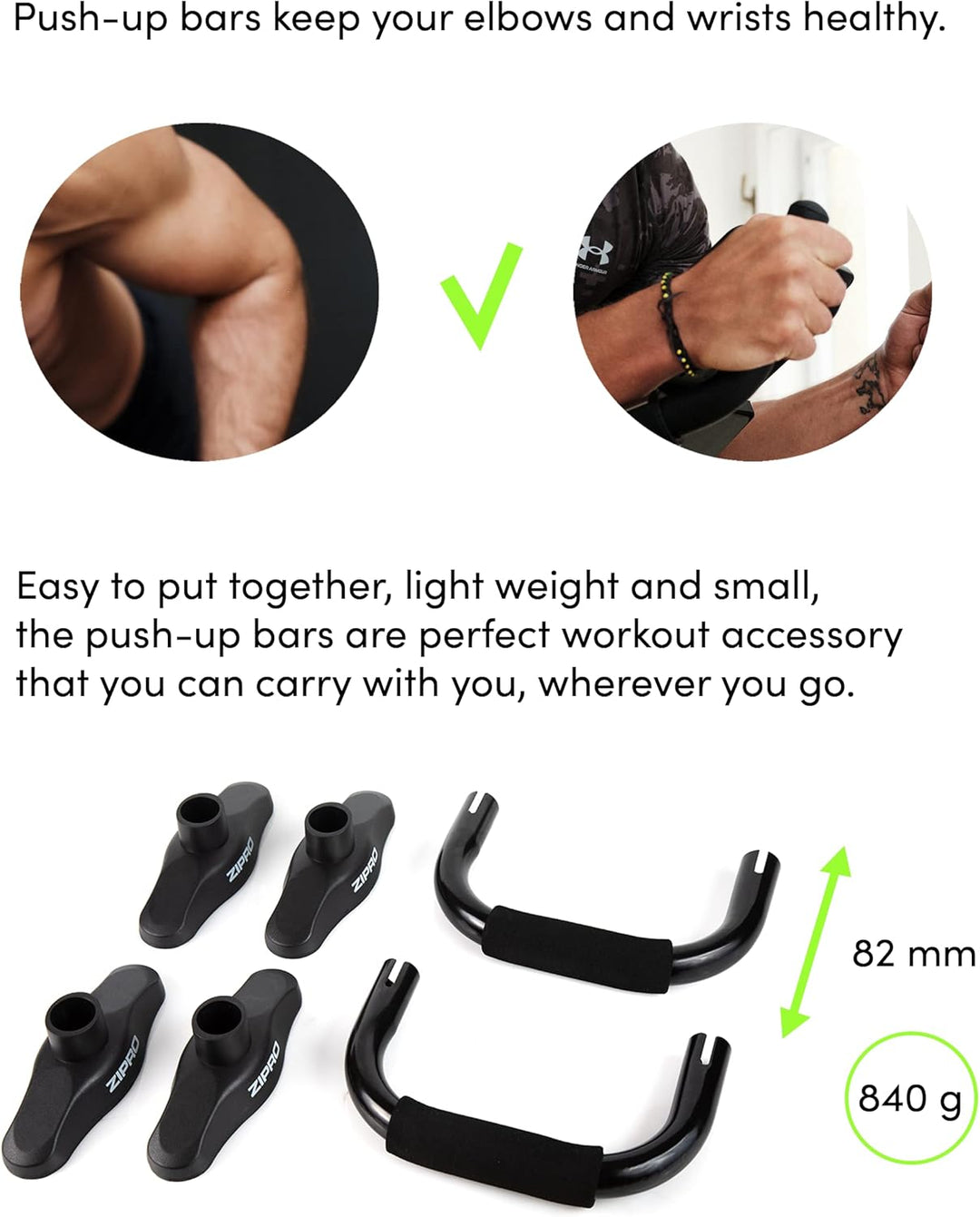 Zipro Liegestützgriffe mit Schaumstoffgriff, Fitness Push-Up Bars, Body Building Zubehör für Männer