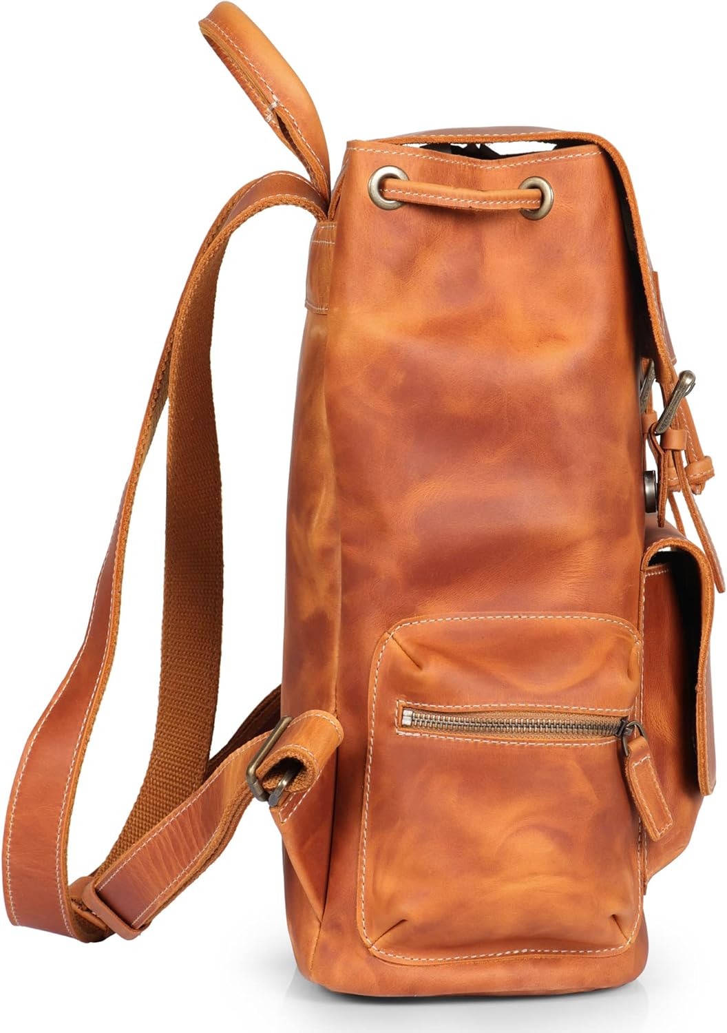 MegaGear Valley Echter Leder Rucksack Kamel, Kamel