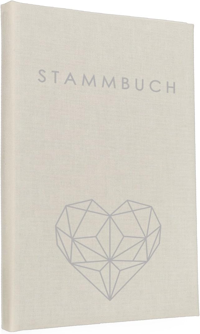Hochzeitideal – Stammbuch der Familie Serie Geometric Creme 21,0 cm x 15,0 cm - Buchbinderleinen Sta