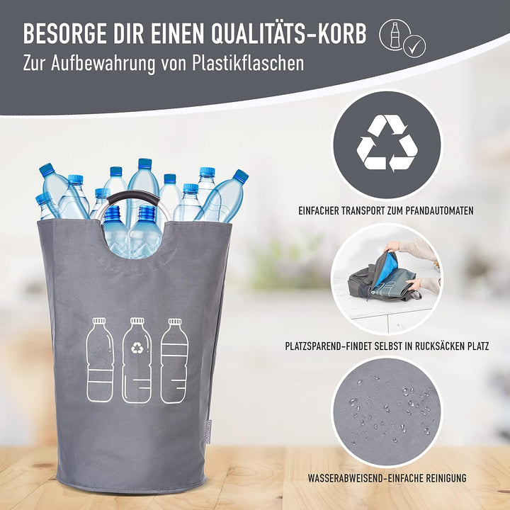 WELLENBORG® Faltbarer Pfandflaschen Sammelbehälter faltbar grau gross -Wasserdicht Flaschensammler g