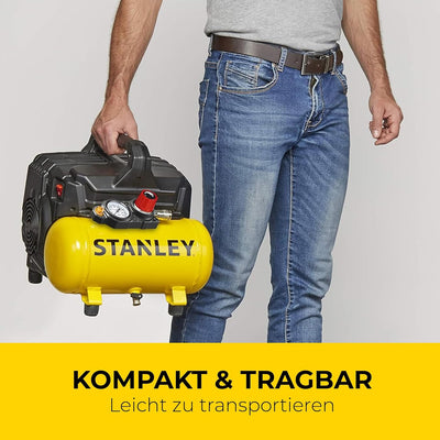 Stanley 100/8/6 Silent Air Compressor DST 100/8/6SI, 750 W, 230 V, Giallo, Einzeln