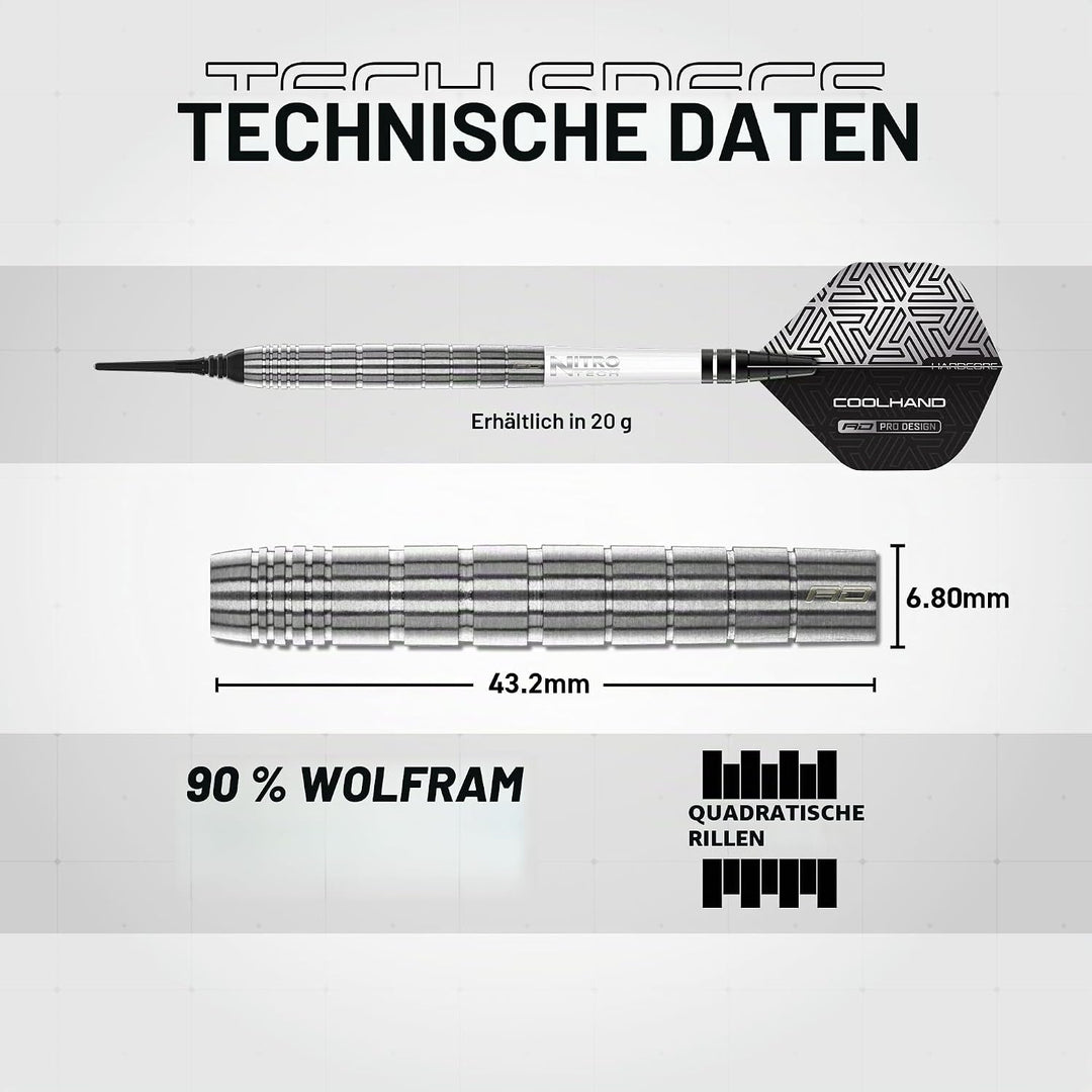 RED DRAGON Luke Humphries TX Softip Serie Premium Wolfram Dart Set mit Flüge und Schäften 18G 1, 18G
