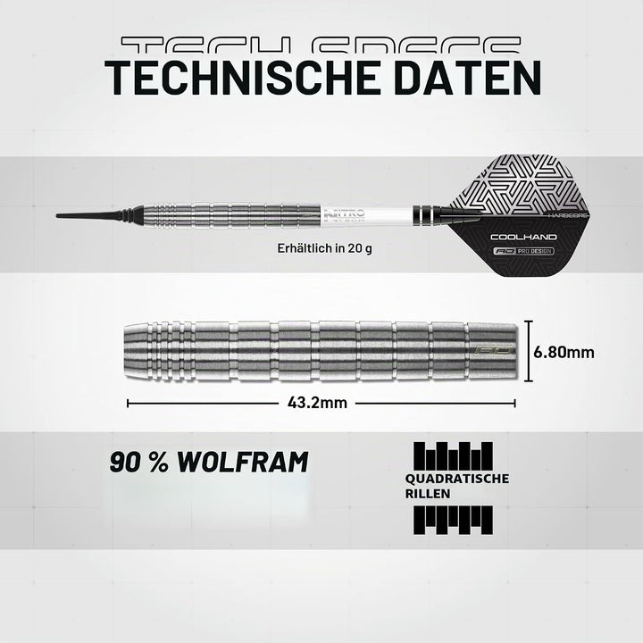 RED DRAGON Luke Humphries TX Softip Serie Premium Wolfram Dart Set mit Flüge und Schäften 18G 1, 18G