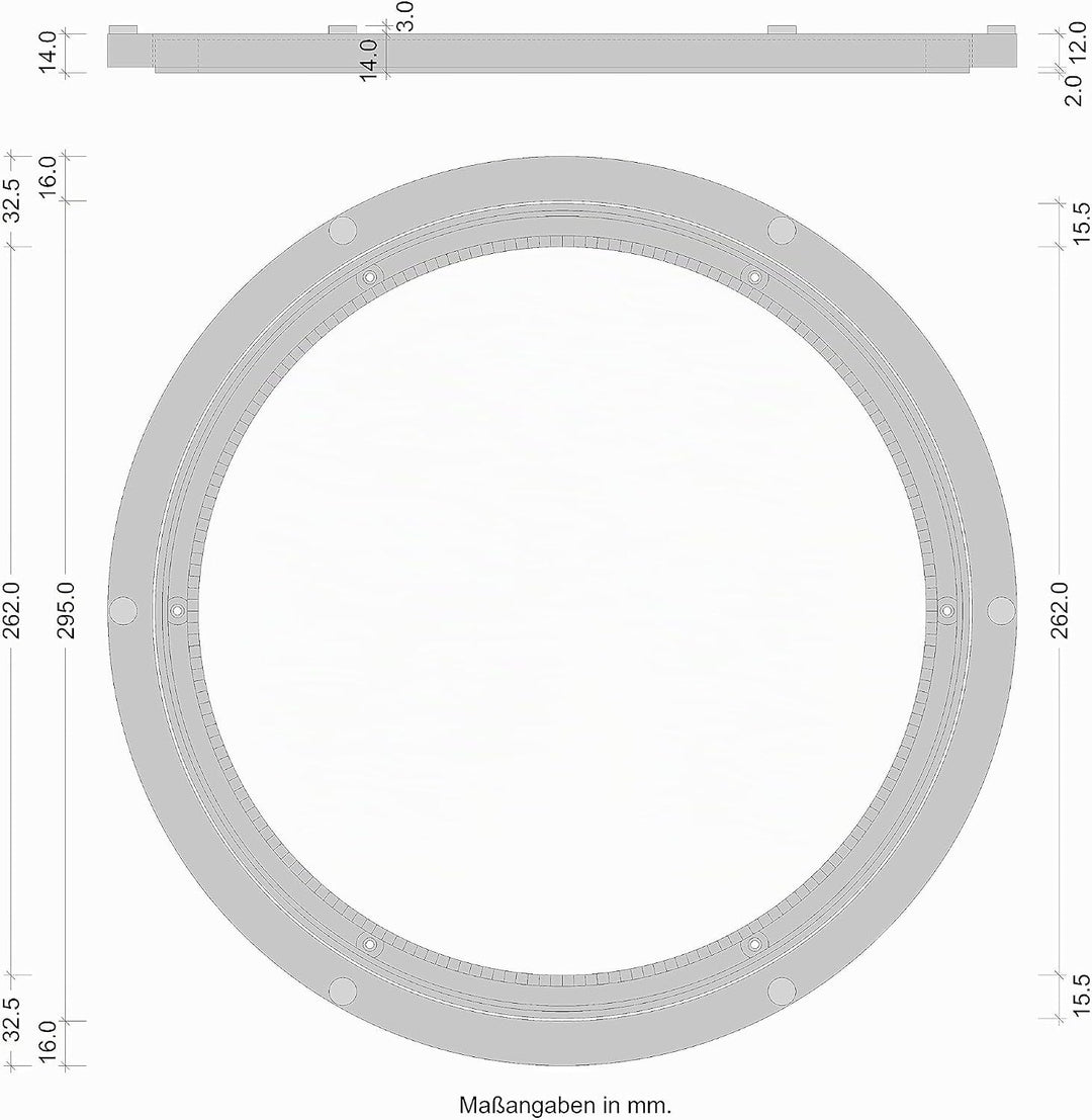 Gedotec Schwerlast-Drehbeschlag 360° Drehscheibe drehbar Ø 320 mm | Drehteller Stahl silber | Druckk