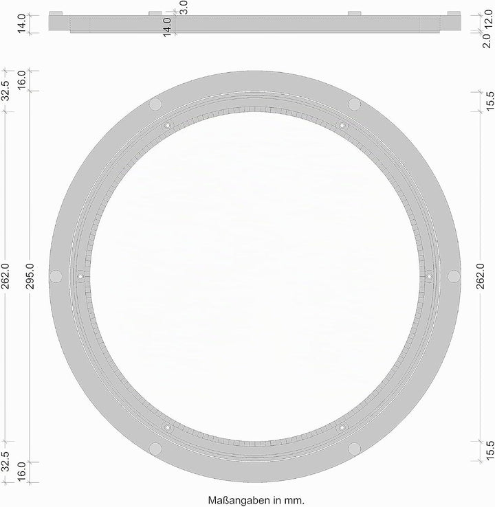 Gedotec Schwerlast-Drehbeschlag 360° Drehscheibe drehbar Ø 320 mm | Drehteller Stahl silber | Druckk