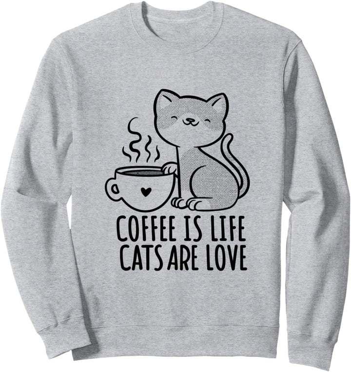 Kaffee ist Leben Katzen sind Liebe l Süsse Katze Spruch Sweatshirt