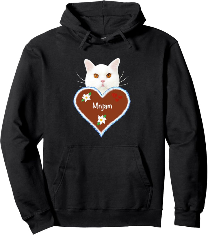 "Mnjam" Katze mit Herz Pullover Hoodie
