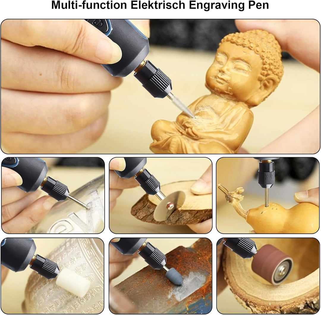 Elektrische Gravierstift, Elektrisches Gravur Stift Kit, Kabellos Usb Wiederaufladierbar Gravur Werk