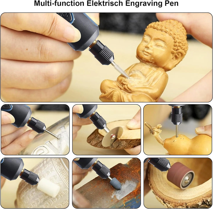 Elektrische Gravierstift, Elektrisches Gravur Stift Kit, Kabellos Usb Wiederaufladierbar Gravur Werk