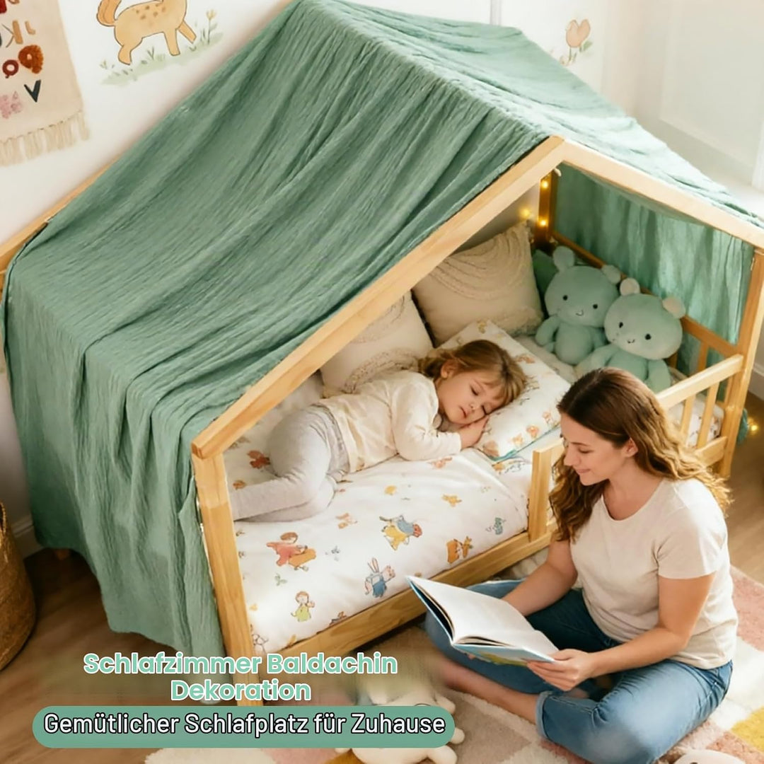 Baldachin aus 100% Baumwolle für Kinderzimmer Betthimmel für Hausbett &amp; Kinderbett Himmelbett Vorhän