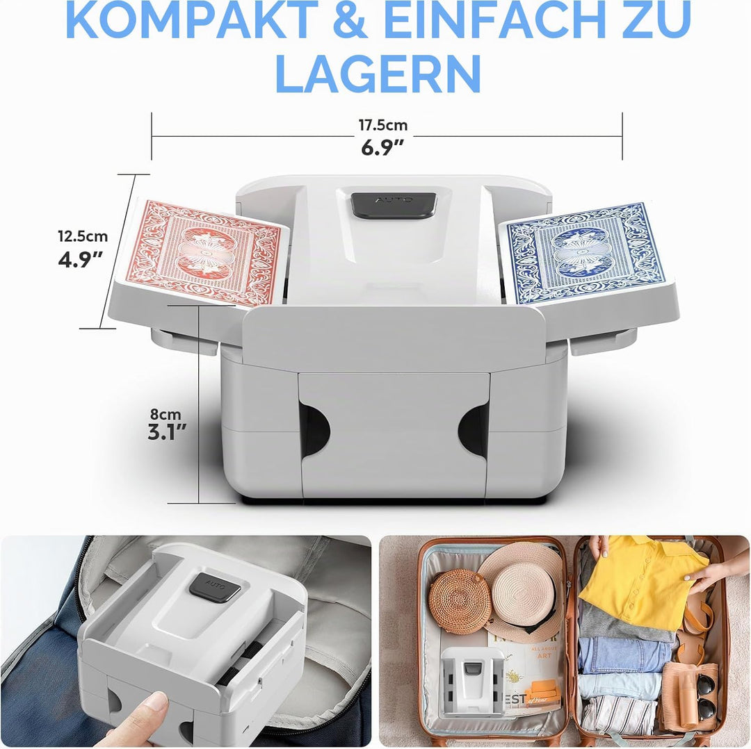 Kartenmischmaschine, Automatischer Kartenmischer für 1–2 Decks, Wiederaufladbarer Kartenmischer mit