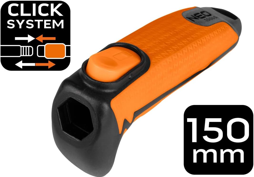 NEO TOOLS Kurzer Handgriff für NEO Click System - Ergonomischer Werkzeugstiel (150mm) mit PP-Aufnahm