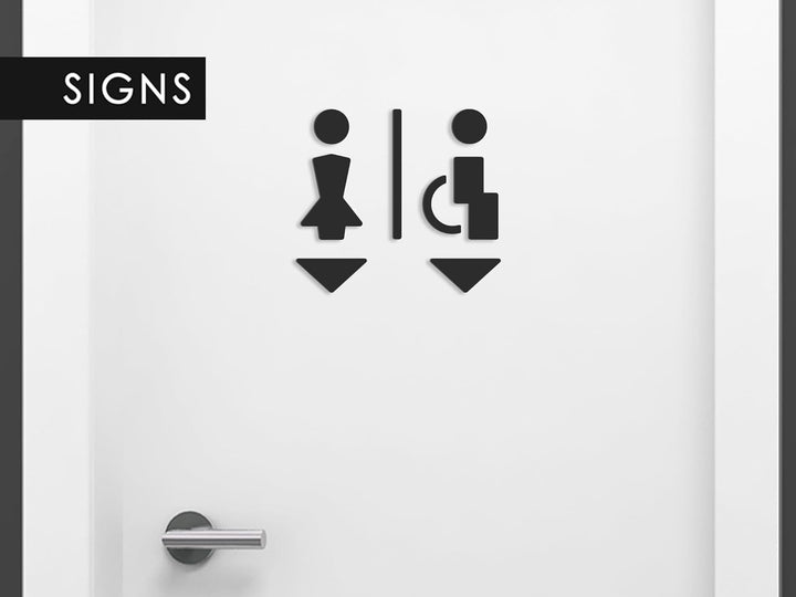 3DP Signs - Geprägt Toilette Design türschild SA113 Schwarz wc schilder selbstklebend - Moderne Dame