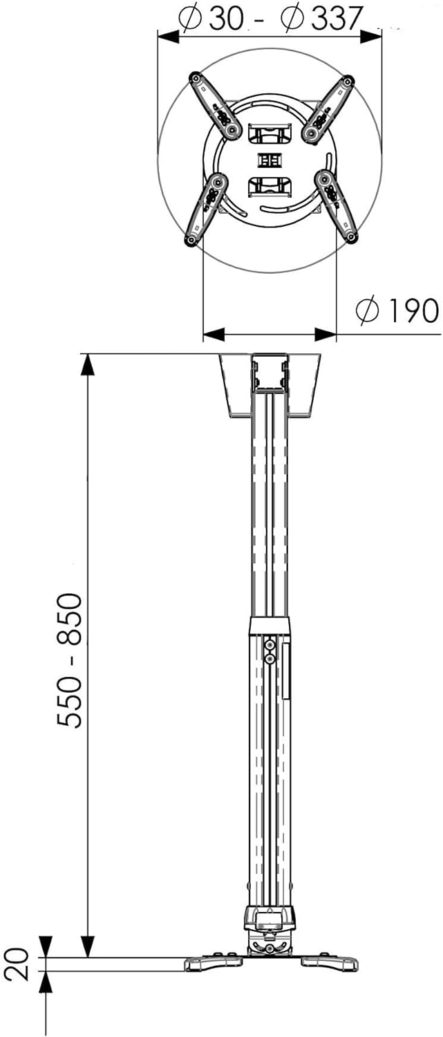 Vogel's PPC 1555 Projektor-Deckenhalterung für 30-337mm (1,2-13,2 Zoll) Projektoren, drehbar + neigb