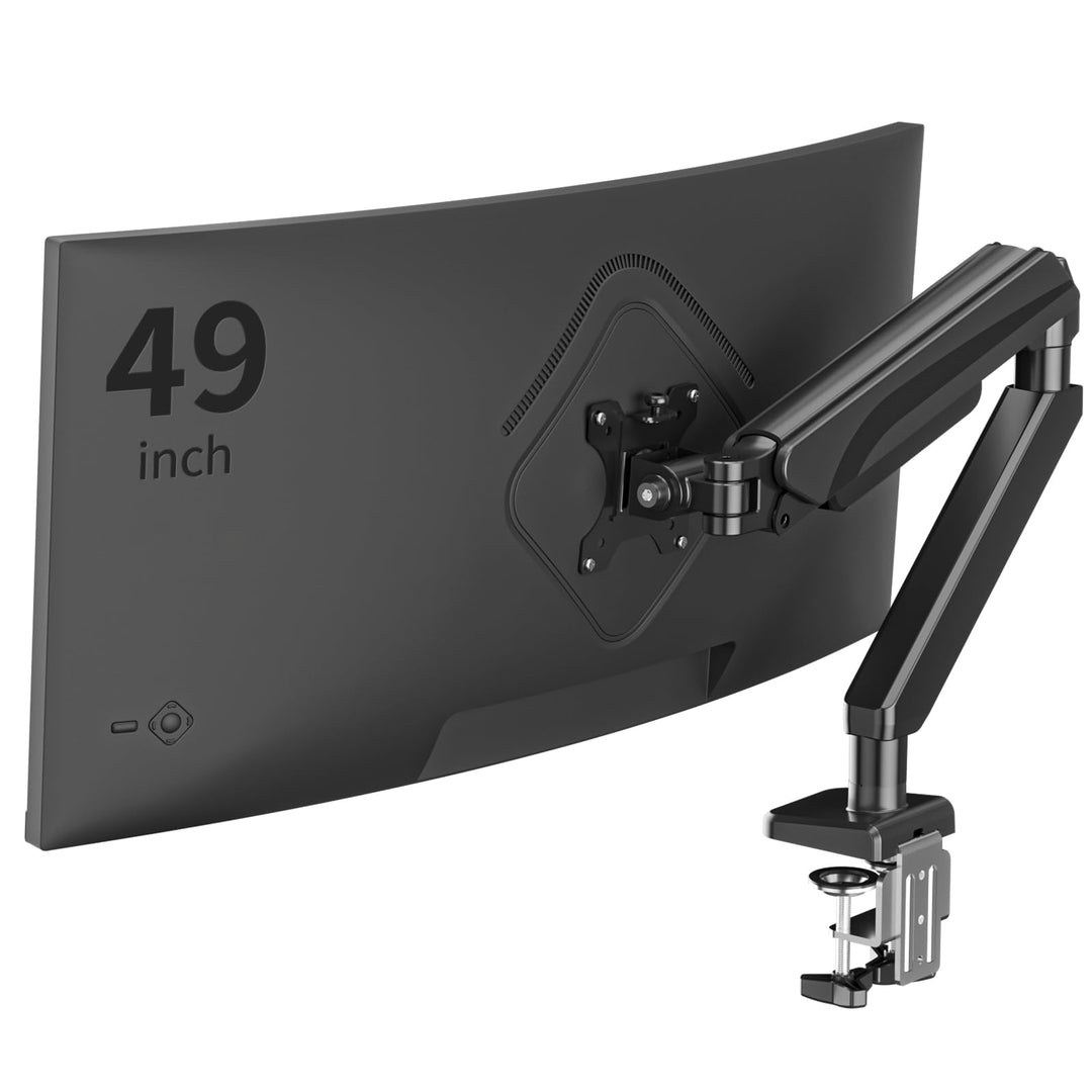 Pholiten Höhenverstellbarer Monitorarm für 49″ Flach- / 45″ Curved-Bildschirme, VESA 75x75/100x100,