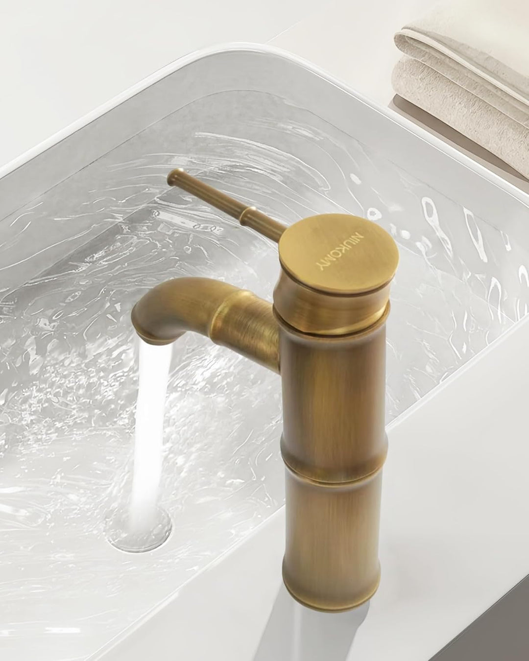 Wasserhahn Bad Messing Antik, Retro Waschtischarmatur Bronze Nostalgie, Einhebel Mischbatterie Kupfe