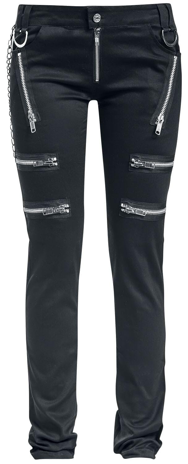 Gothicana by EMP Damen Schwarze Jeans mit Reissverschlüssen W29L32