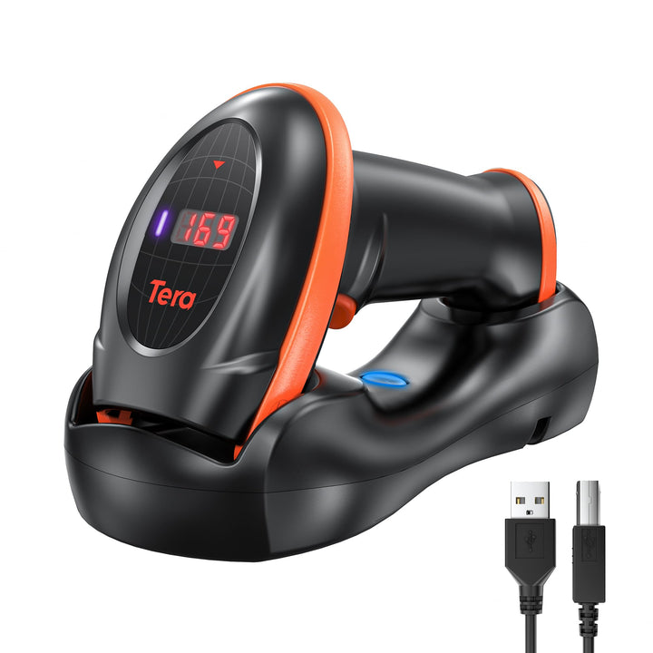Tera Barcode-Scanner Bildsensor 2D 1D QR Wireless 2,4 GHz mit Ladestation USB-Kabel Digitaler-Bildsc