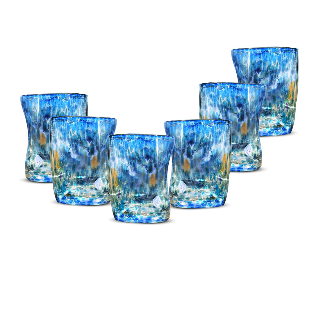 Gocce di Murano 6er Set Goto Gläser aus mundgeblasenem Muranoglas 300ml Handarbeit bunt 6er Pack edl