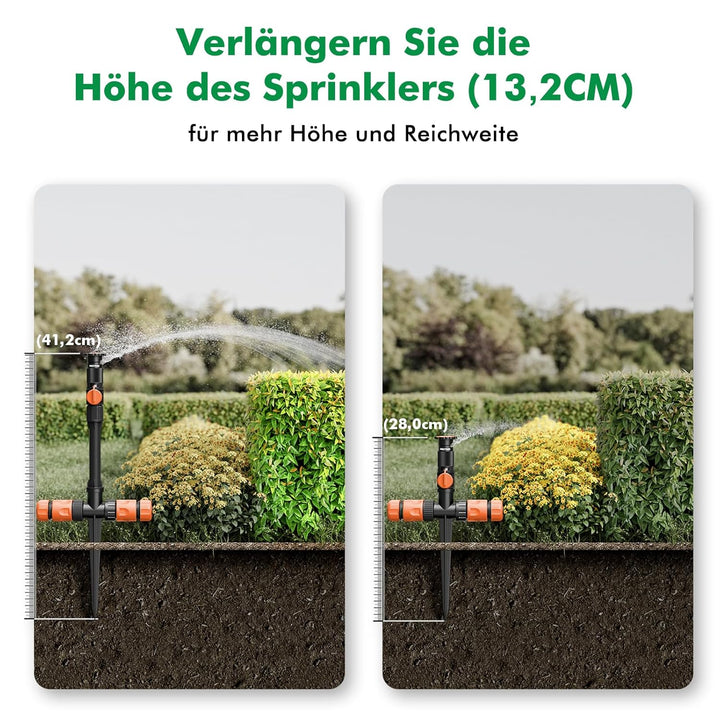 RESTMO Rasensprenger mit Erdspiess zur Gartenbewässerung, Mehrfach einstellbares Rasensprinkler, Fle
