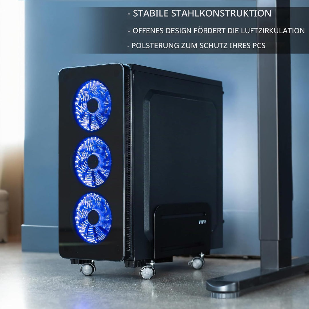 VIVO Computer Tower Desktop ATX-Case, CPU Steel Rolling Stand, 4.7 to 8.2 inch Wide Adjustable Mobil