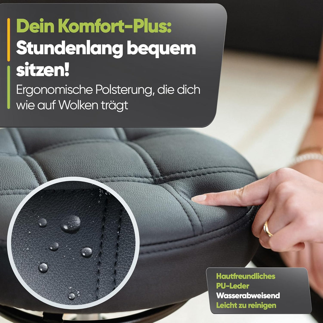 Bürohocker Ergonomisch [TESTSIEGER] Rollhocker Sitzhocker Höhenverstellbar [48-68cm] Ergonomischer H