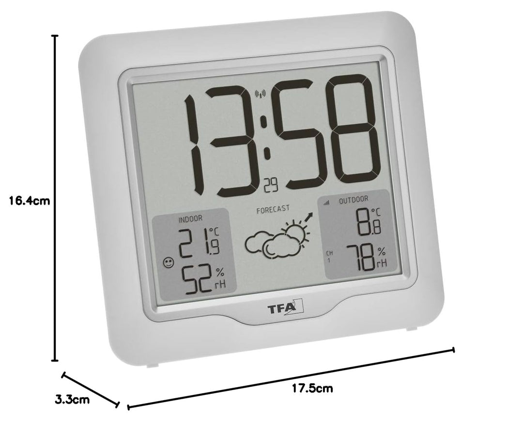 TFA Dostmann Digitale Funk Wetterstation Metro Plus, 35.1164.02, inkl Aussensender, Temperatur und L