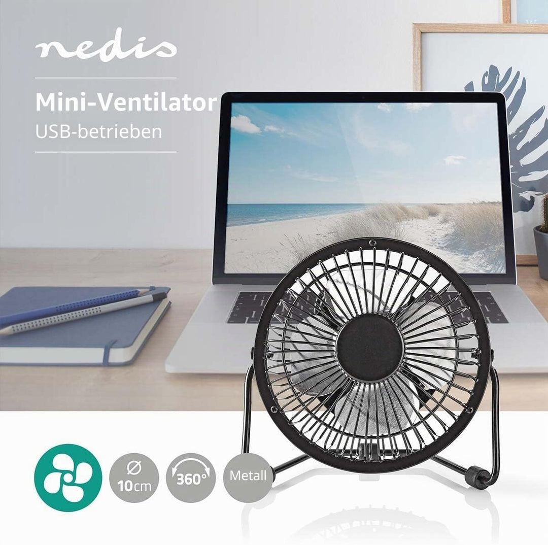 Nedis Mini-Ventilator aus Metall, 10 cm Durchmesser, Futter