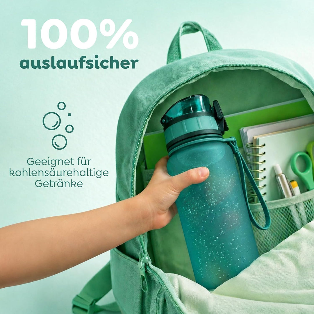 Sweety Fox - Kinder-Trinkflasche Kohlensäure Geeignet 500ml - Grün | Trinkflasche Sport 100% Auslauf