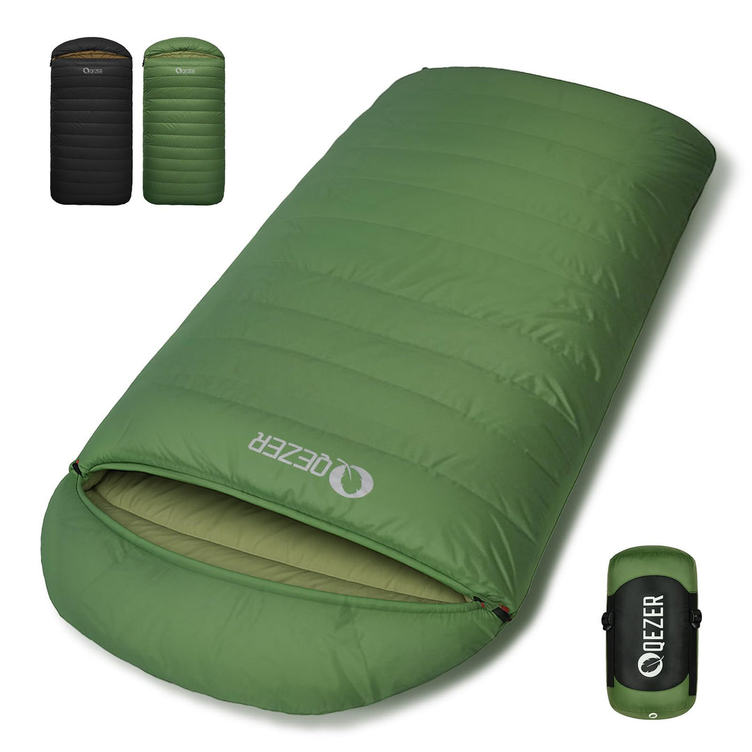 XXL Daunenschlafsack 3-4 Jahreszeiten extra grosser Schlafsack 230cm x100cm, leicht und warm Daunen