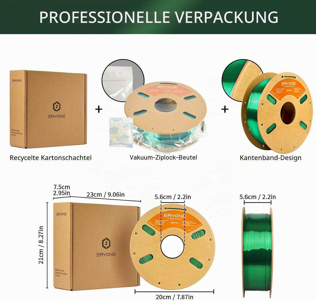 ERYONE Seiden PLA Filament 1.75mm, PLA Seiden Filament für 3D Drucker, 1.75mm +/- 0,03 mm, 1kg /Spul