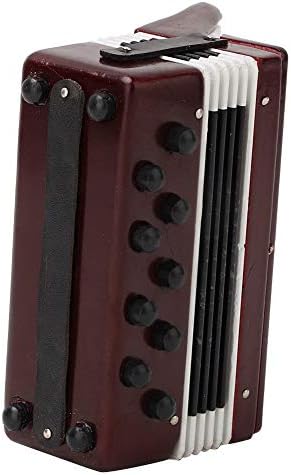 FTVOGUE Rotes Akkordeon Modell Miniatur Holz Instrumental Modell mit zarten Box Musikalisches Kinder