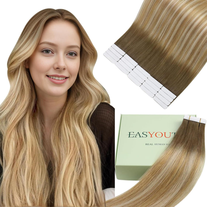 Easyouth Tape in Extensions Echthaar Balayage Tape in Haar Extensions Remy Menschenhaar Tape in Echt