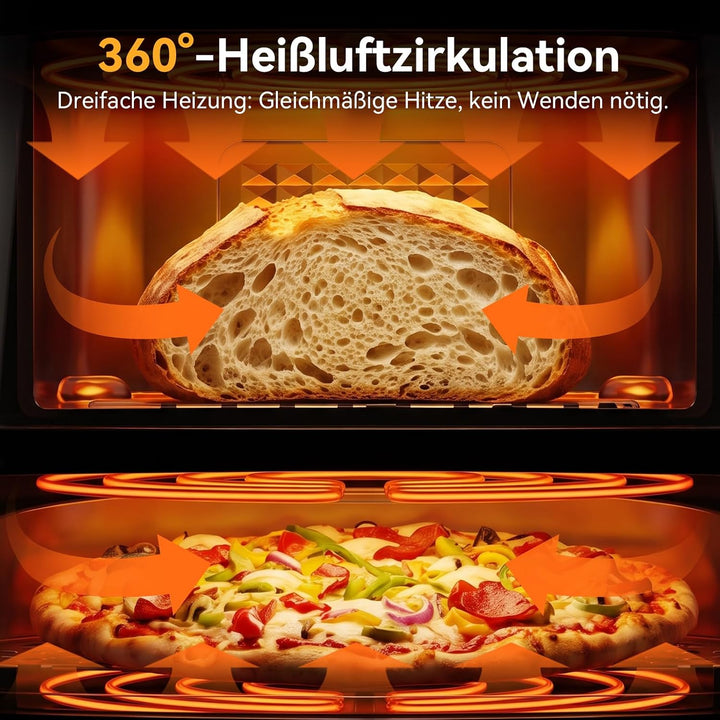 8.5L airfryer, heissluftfritteuse 2 kammern mit Pizzaofen Elektrisch