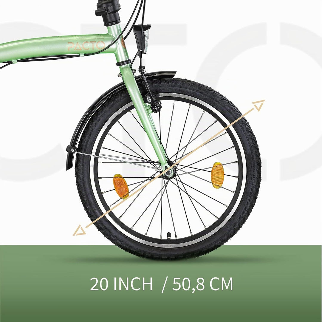 PACTO Ten Klapprad 20 Zoll mit Schnelles Faltsystem (10 Sek), Stahlrahmen, Leichtgewicht (16KG), Shi