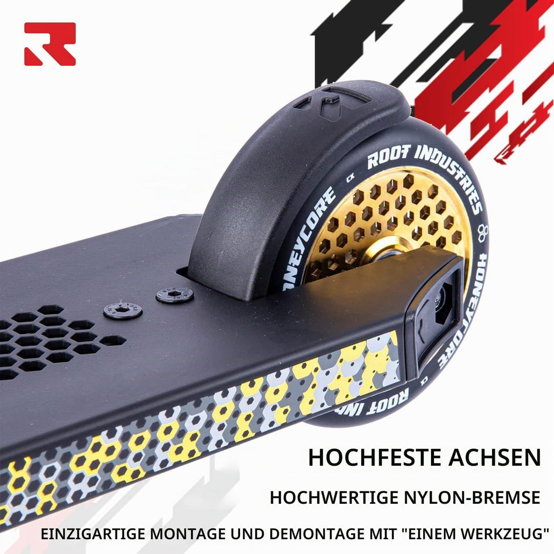 Root Industries Unisex – Erwachsene Invictus Signature Scooter Einheitsgrösse Black/Gold, Einheitsgr