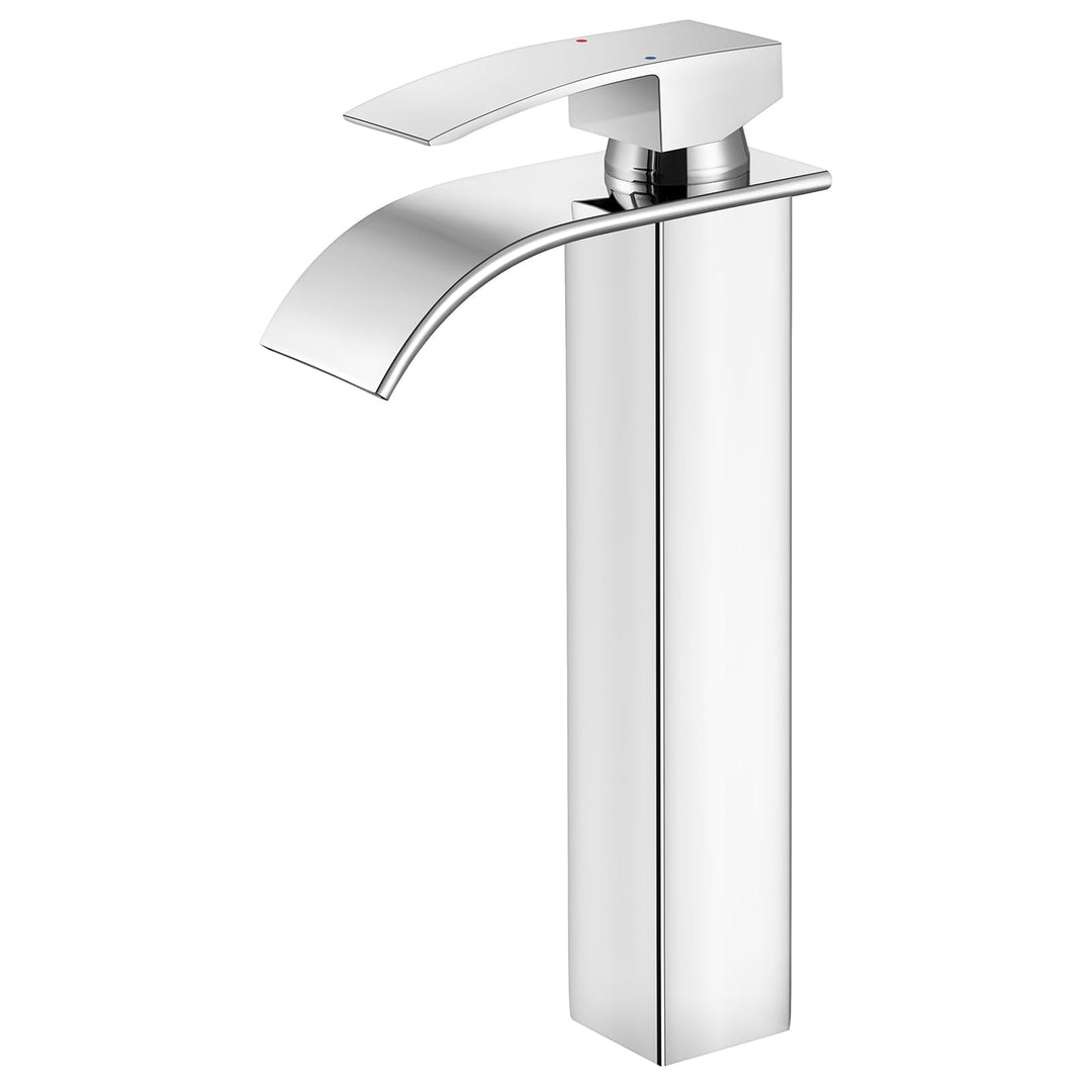 CECIPA Wasserhahn Bad Hoch, Waschtischarmatur Wasserfall, Armatur Badezimmer Edelstahl, Waschbecken