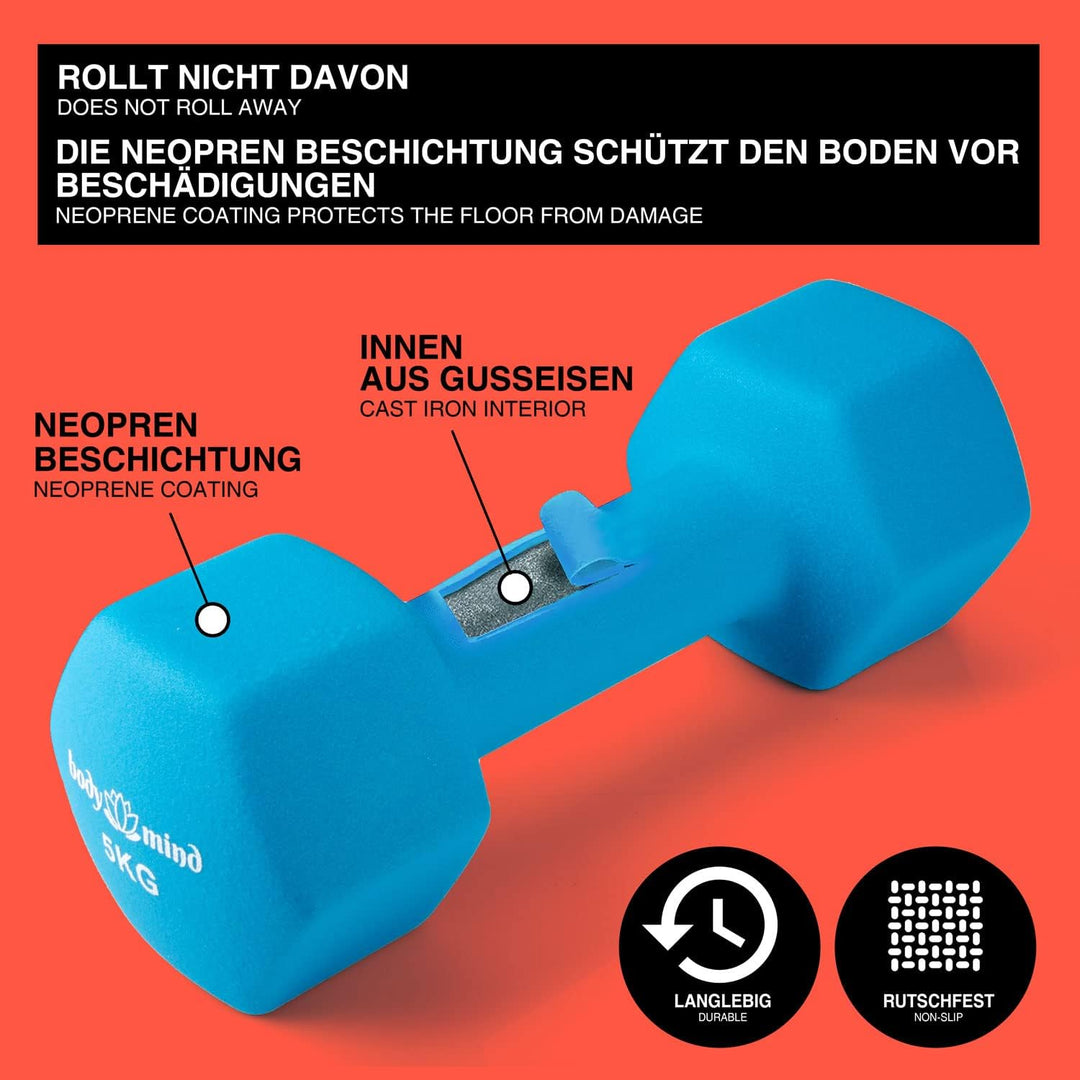 Body &amp; Mind® Hanteln 2er Set Gymnastikhanteln Dumbbells Kurzhanteln; Effektives Krafttraining mit ve