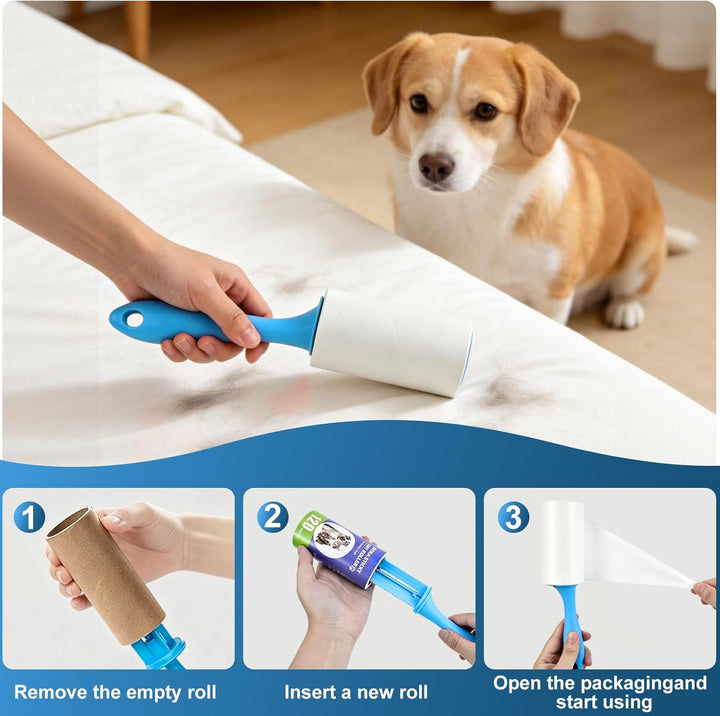 1440 Blatt Fusselrolle Tierhaare,12 Rollen Extra Stark Fusselroller Kleidung mit 2 Griffen,Starke Kl