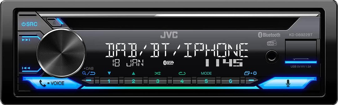 JVC KD-DB922BT Autoradio DAB+ Tuner, Anschluss für Lenkradfernbedienung, Bluetooth-Freisprecheinr