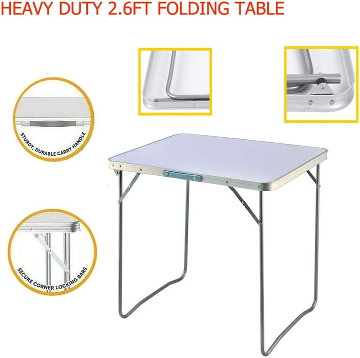 EFAN Campingtisch, klappbar, 80 x 60 x 69 cm, tragbarer Gartentisch für drinnen oder draussen, ideal