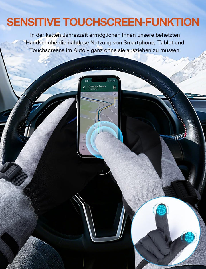 ALLJOY Beheizbare Handschuhe, 10000mAh Beheizte Handschuhe Wiederaufladbar mit 3 Heizstufen, Geschen
