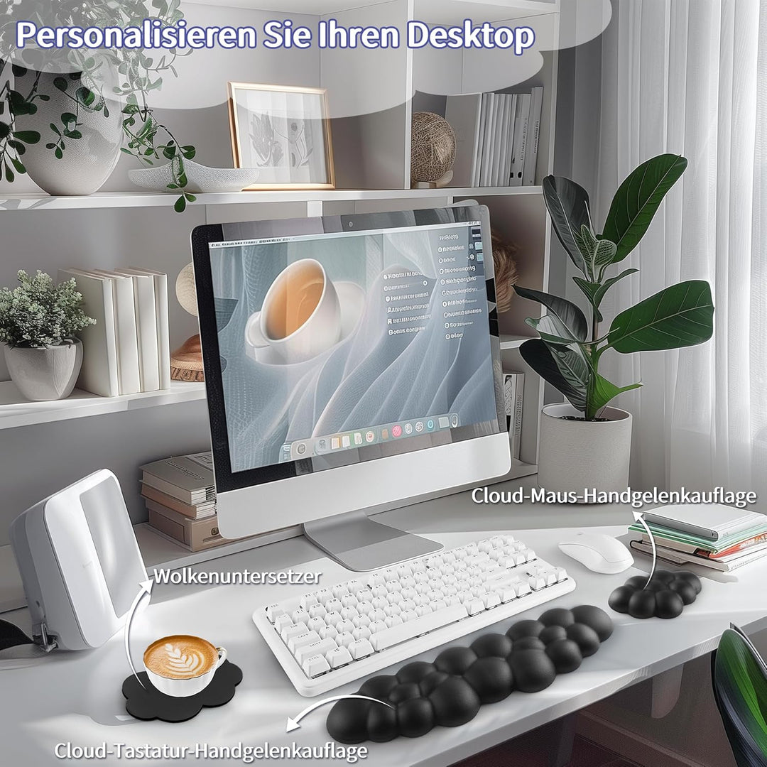 Sushret Wolke Handballenauflage Tastatur, Ergonomisches Wolke Handauflage Tastatur Mit Pu Leder Memo