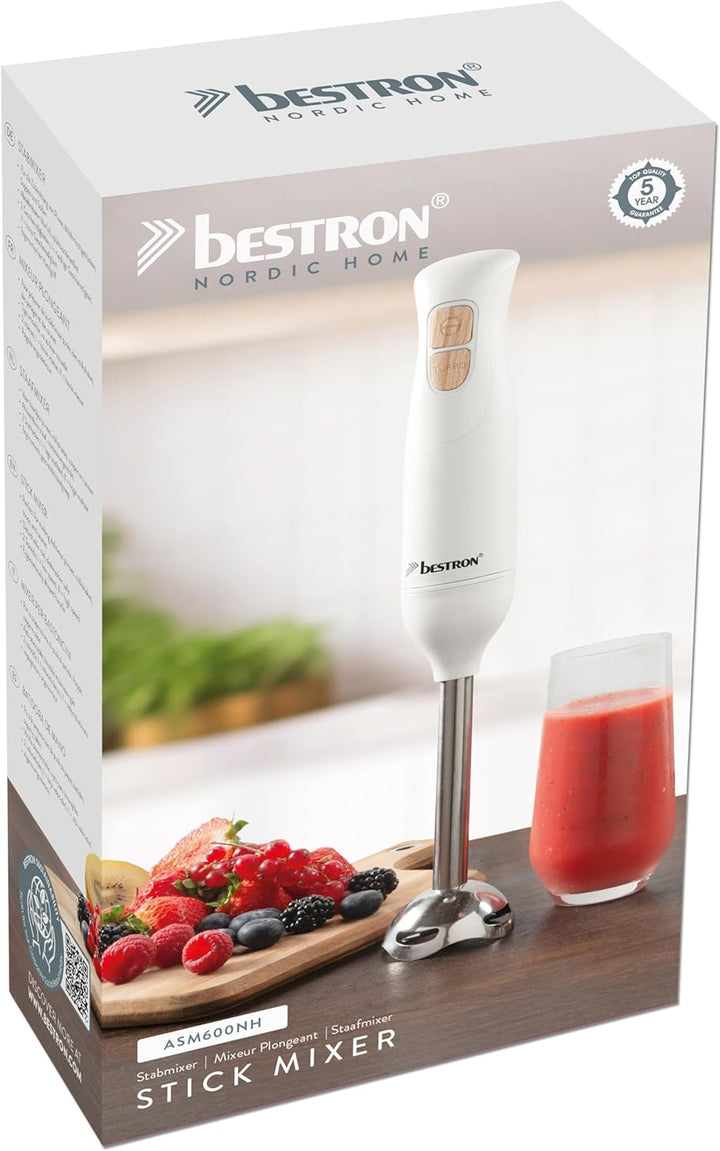 Bestron Stabmixer, Pürierstab mit 2 Geschwindigkeitsstufen & ergonomischer Handgriff, inkl. Turbofun