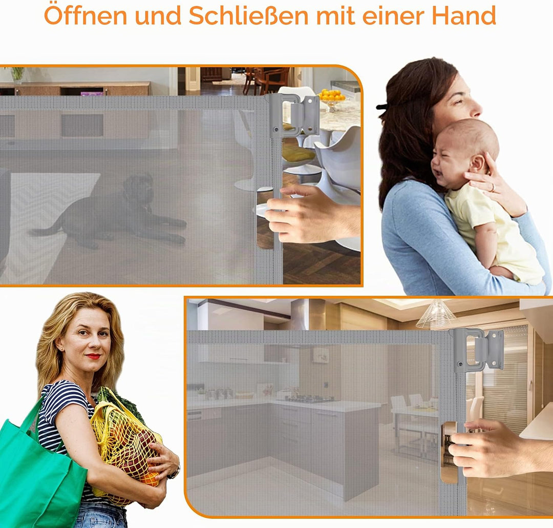 iMoebel Türschutzgitter Treppenschutzgitter Ausziehbar Breite 0-140cm Höhe 83cm, Rollgitter Absperrg