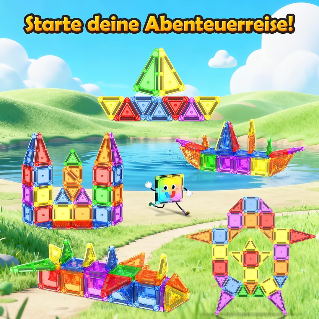 Magnetische Bausteine für Kleinkinder, Magnetblöcke, STEM-Bauspielzeug für Kinder von 3 bis 8 Jahren