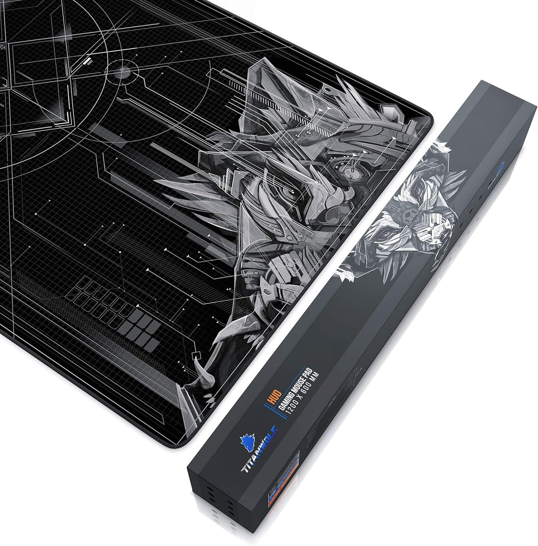 CSL - Übergrösse Mauspad Gaming Titanwolf 1200x600mm - XXXL Mousepad gross mit Motiv - Tischunterlag