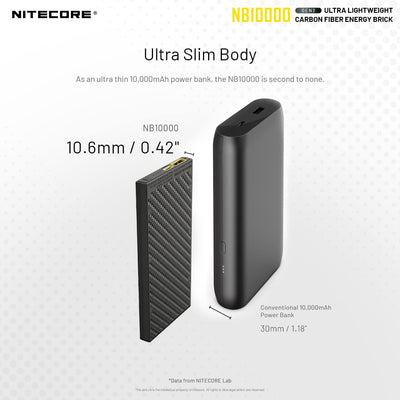 Nitecore NB10000 Externer Akku 10.000 mAh, Schwarz Single, Single