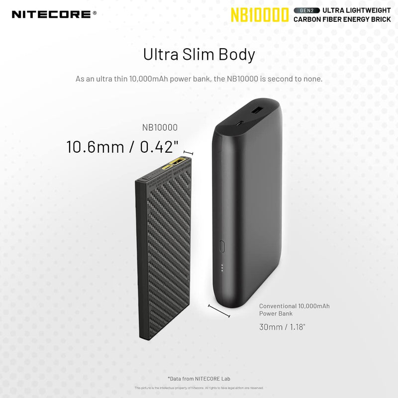 Nitecore NB10000 Externer Akku 10.000 mAh, Schwarz Single, Single